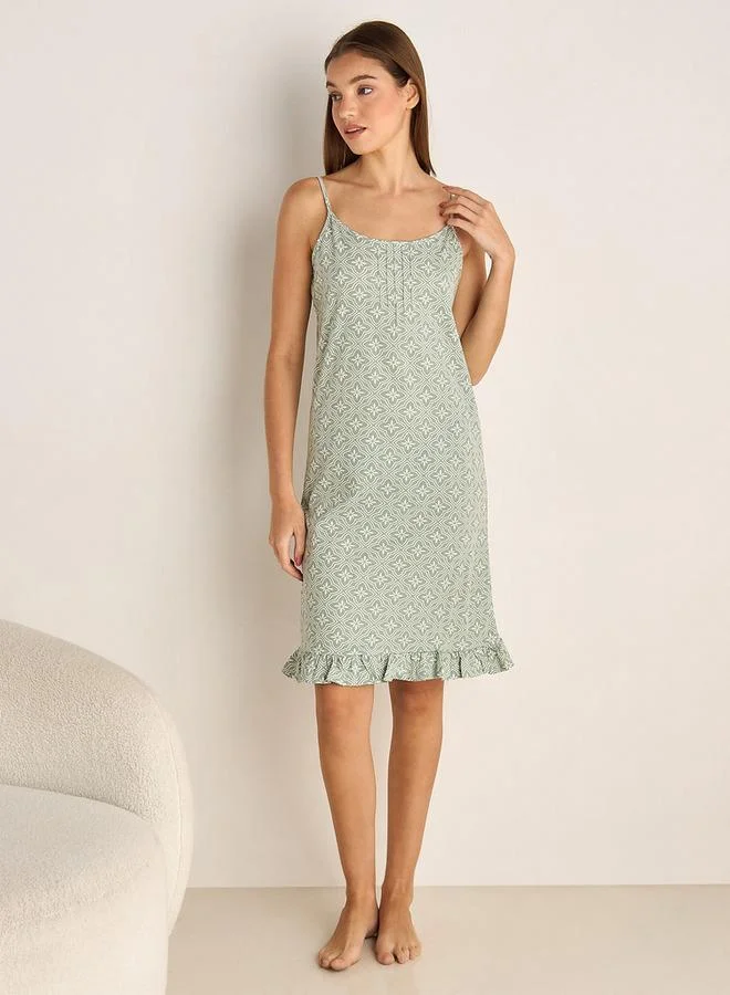 سبلاش فيڤ Set of 2 - Midi Slip Dress Strappy Ruffled Hem Cotton